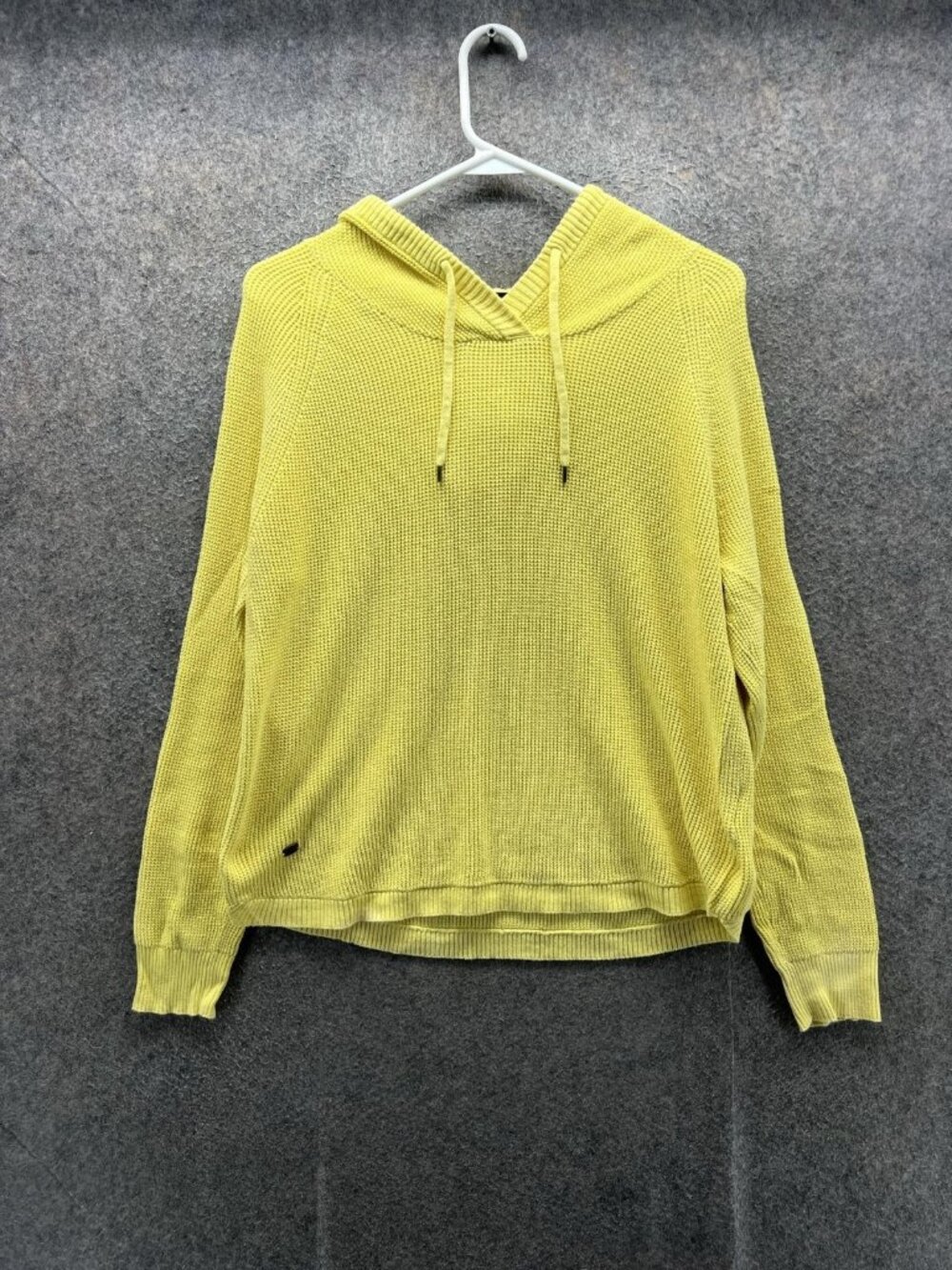 Lauren Ralph Lauren Sweater Womens Large Yellow V Neck Hooded Knit Pullover